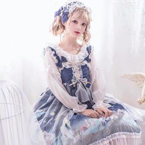 Girl Blue Little Prince Lolita Cute Kawaii Dress